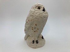 Vintage White Perching Resin Owl decor Made In USA Stone Critters Approx 4.5"