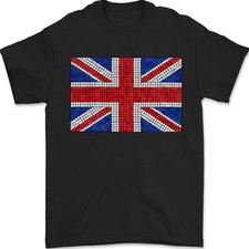 Mosaic Bandera Union Jack Gran Bretaña Camiseta Hombre 100% Algodón