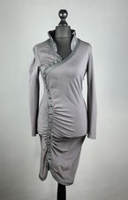 Vintage LASAGRADA Gray Side Buttons Bodycon Long Sleeve Dress Size 40