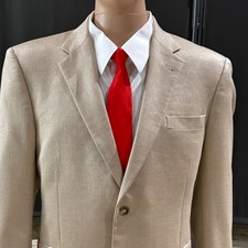 Jos. A. Banks Men's Herringbone Sport Coat Silk/Camel Hair Creme Blazer Size 42R