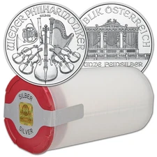 2025 Austria Silver Philharmonic 1 oz 1.5 Euro - 1 Roll 20 BU Coins in Mint Tube