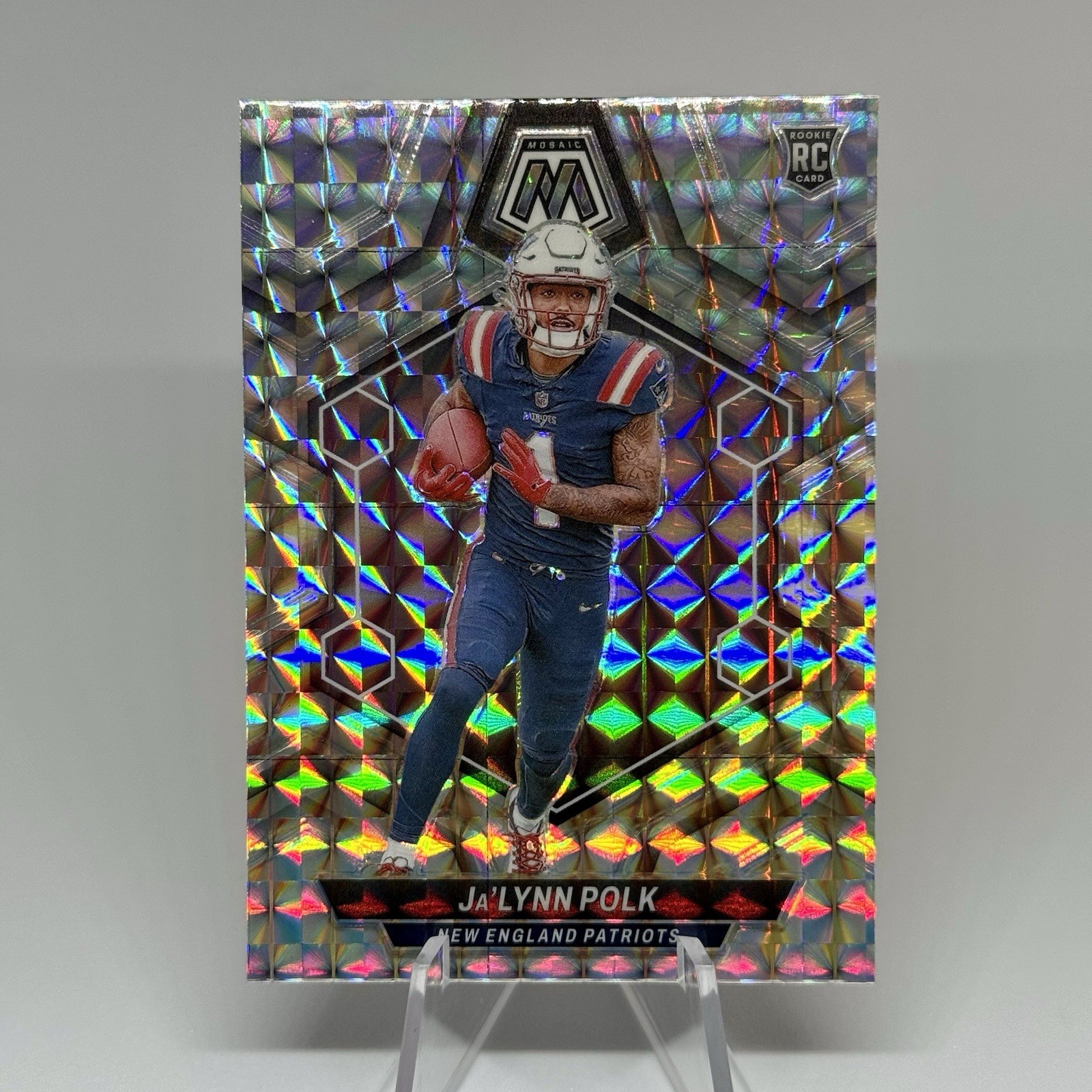 2024 Panini Mosaic Ja'Lynn Polk Silver Prizm RC #337 Rookie New England Patriots