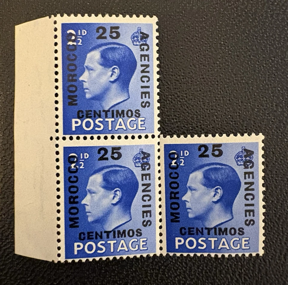 Juego completo de 3 estampillas de KEVIII 1936 Marruecos/Tánger UM como nuevas Foto 4 de 4