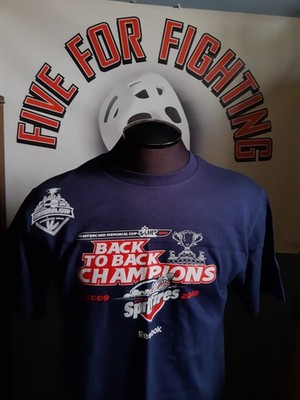 WINDSOR SPITFIRES BACK TO BACK MEMORIAL CUP CHAMPIONS REEBOK T-SHIRT OHL CHL