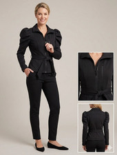ZARA Damen Jacke Schwarz XS kurz Jersey Reiß...
