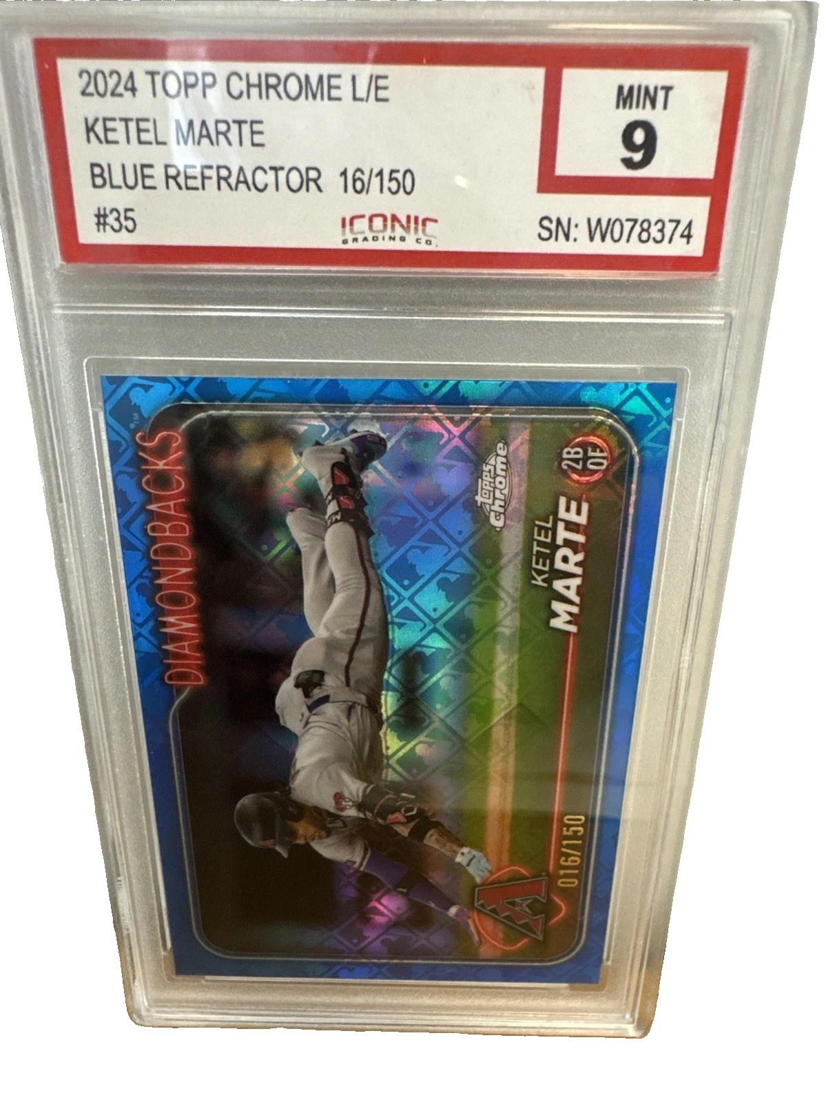 2024 Topps Chrome - Ketel Marte #35 Blue Refractor /150 Graded 9 Diamondbacks