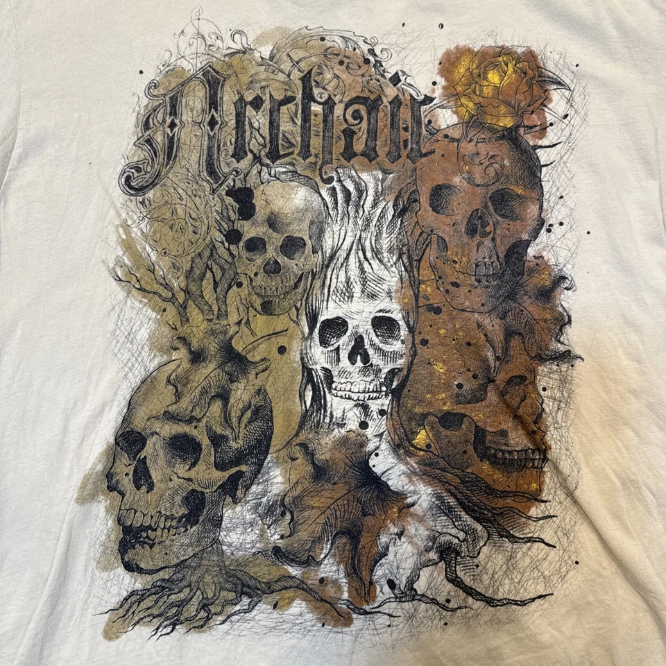 Camiseta masculina gráfica caveira arcaica XXL bronzeada manga curta Y2K - Imagem 2 de 4