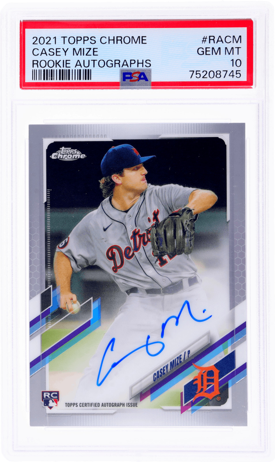 2021 Topps Chrome Casey Mize Rookie Auto #RACM PSA 10