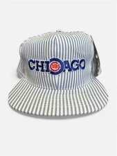 Vintage Chicago Cubs 1990 MLB America Needle Hat Cap Blue White Sriped Deadstock