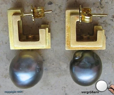 Perlen Ohrringe aus 18 Kt. 750 Gold mit Perlohrringe Ohrstecker Ohrhänger - Bild 1 von 4