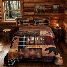 Cabin Bedding Sets Queen Size,Rustic Farmhouse Bedding Comforter Sets,Caming or