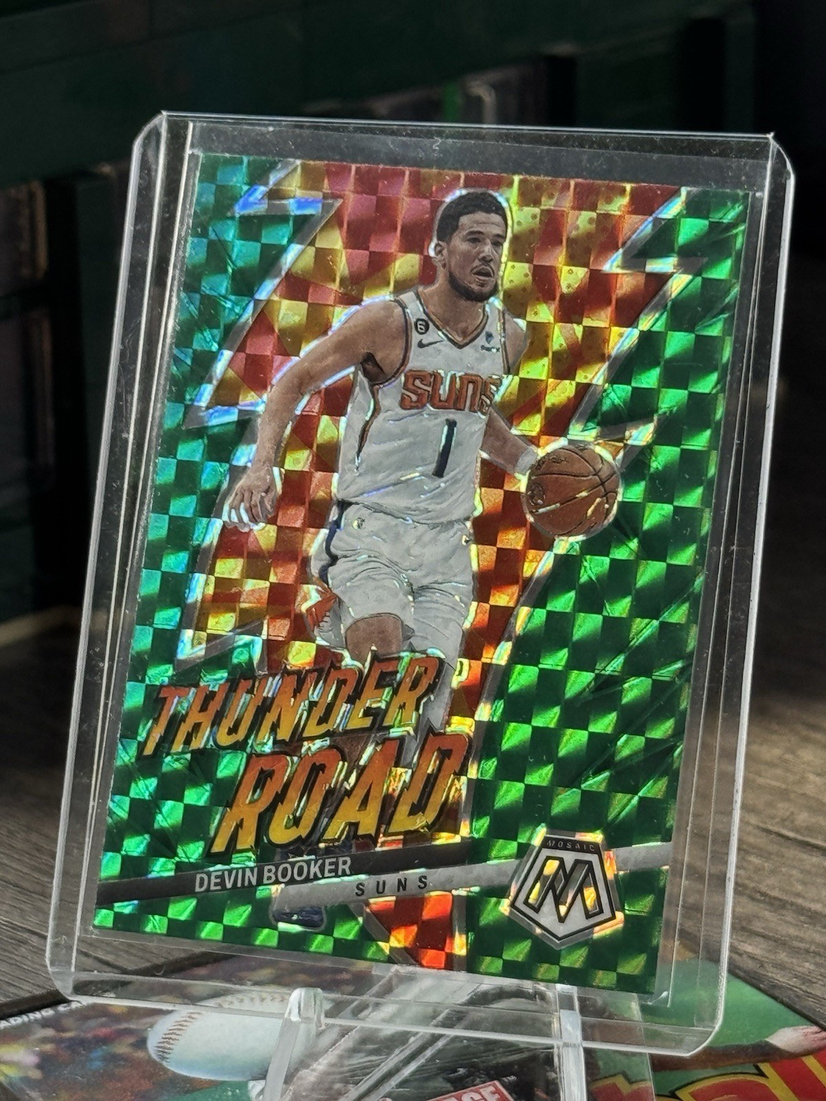 2022-23 Panini Mosaic - Thunder Road Devin Booker #2 Green Mosaic Prizm