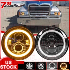 Pair 7" inch Round Led Headlights Hi/Lo Beam for Mack Granite CV713 Dump Trucks