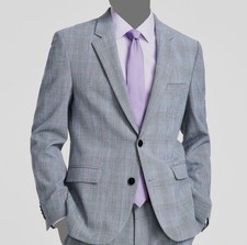 Hugo Boss Men's Gray Slim-Fit Plaid Superflex Suit Jacket Size 40S