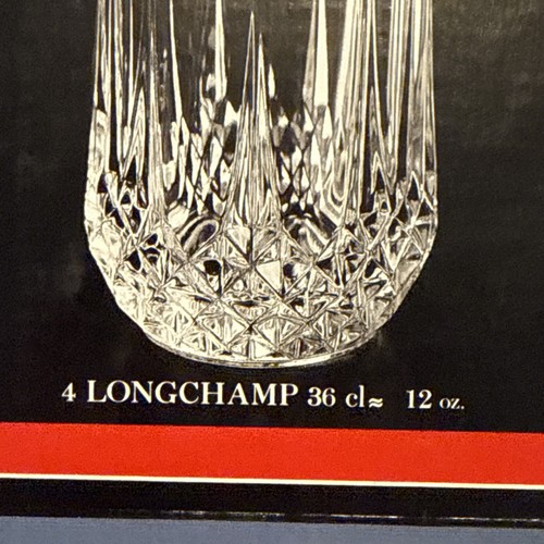 Vintage Cristal d'Arques 4 boxed Longchamp Crystal Glass Highball Tumblers 12oz - Picture 6 of 7