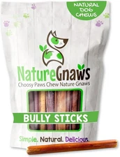Nature Gnaws Small Bully Sticks for Dogs 5-6" (5 5 Count (Pack of 1), Natural 