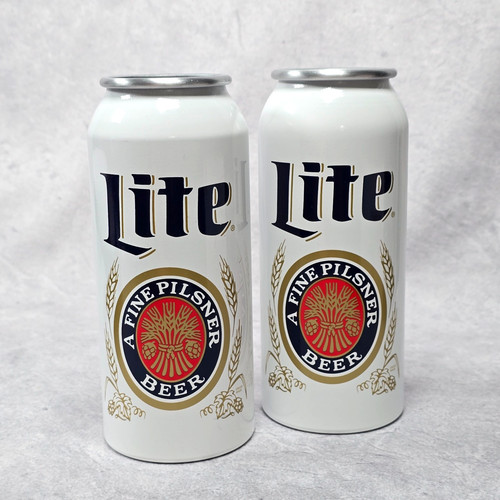 Miller Lite Beer Aluminum Cups Glasses Can Set of 2 Tumblers