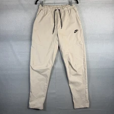 Nike Sportswear Tech Woven Pants Mens Small Beige Zip Pockets Tapered CU4483