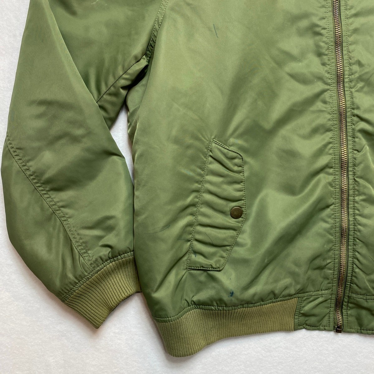 GAP Bomber Jacket Mens XL Green Orange MA1 Style Flight Full Zip