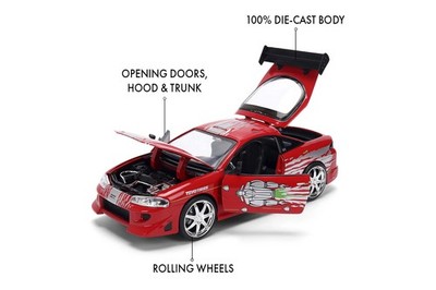 BRIAN'S MITSUBISHI ECLIPSE REMIX RED 1/24 DIECAST CAR JADA TOYS