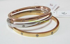 Bracciale rigido unisex  donna uomo ACCIAIO 316L anallergico con zirconi 