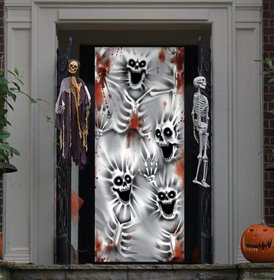 JOYIN 3D Design Scary Skeleton Door Cover 30  X 72  for Halloween Skeleton Door,