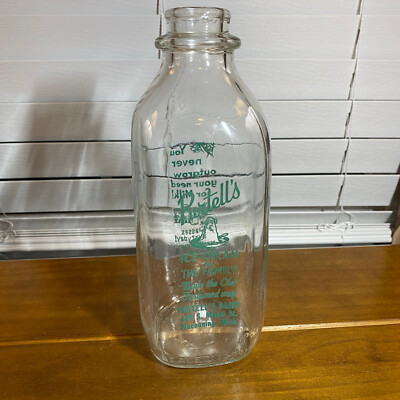 Vintage Purtells Dairy 1 Quart Clear Glass Milk Bottle Jar 1Qt Pinconning MI