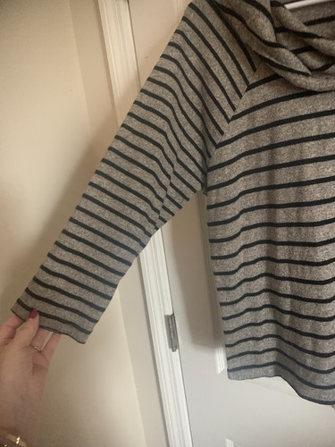 Adrianne Vittadini XLCowl Neck Black stripe gray sweaater - Picture 4 of 7