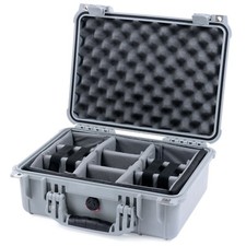 Pelican Silver Silver 1450 - With Grey Padded Dividers and Convoluted Lid Foam