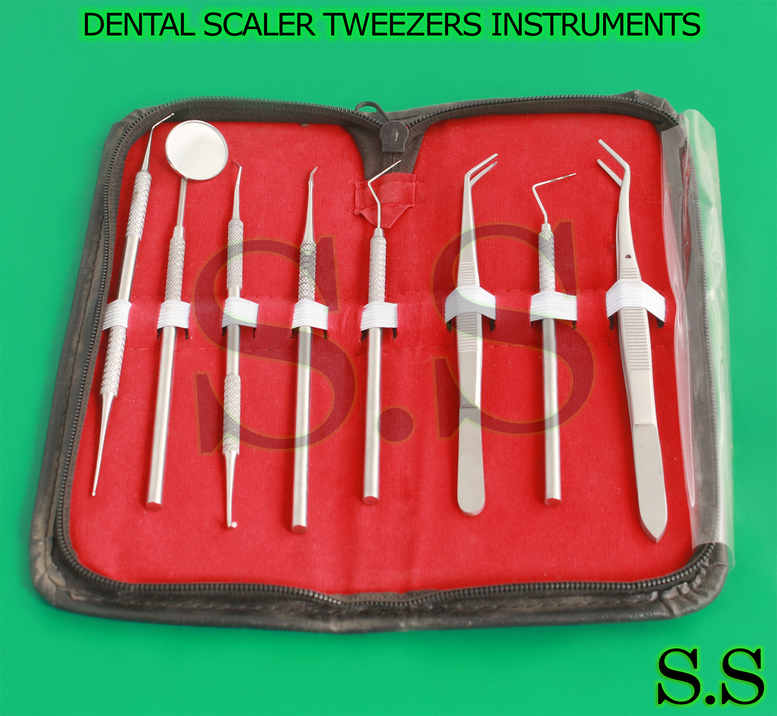 PRO SET DENTAL SCALER TWEEZERS DENTIST INSTRUMENTS PICK TOOL KIT PR110