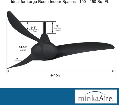 F854-CL Wave 44" Ceiling Fan with Remote - Stylish Coal Finish - Picture 3 of 8