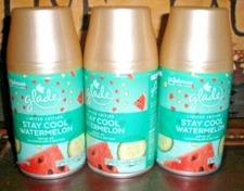 (3) Glade Automatic Spray Can Refills STAY COOL WATERMELON FITS AIRWICK