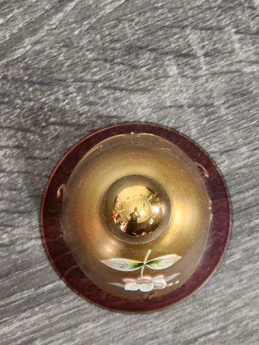 Vintage Venetian Murano Art Glass Cranberry 24K Gold Gilt Hand Painted Bell - Picture 7 of 12