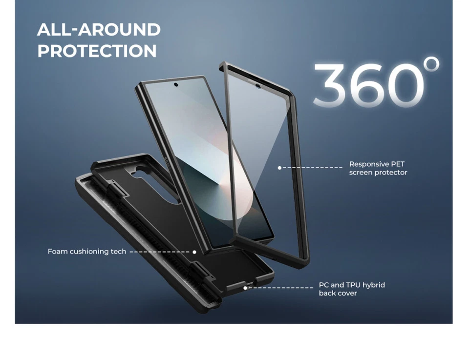 Dexnor for Samsung Galaxy Z Fold 6 Case Heavy Duty Rugged with S Pen Holder - Image 4 of 4