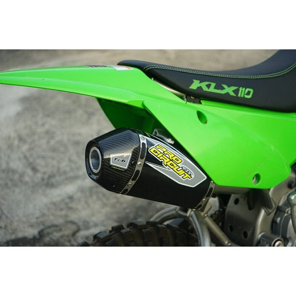 BLACK FULL SYSTEM EXHAUST MUFFLER PIPE STAINLESS STEEL FIT KAWASAKI KLX110 110L Foto 3 de 4