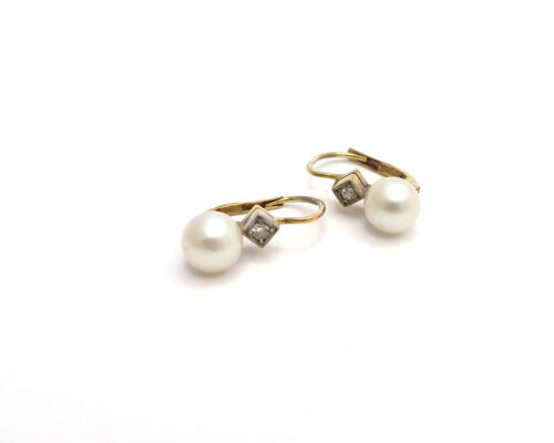 VINTAGE OHRRINGE GOLD 585 DIAMANTEN AKOYA PERLEN 5,9 MM Ø JG 940100040700012 - Bild 4 von 5