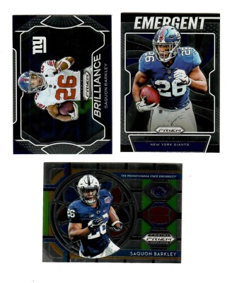 SAQUON BARKLEY 2019 PRIZM (3) CARD LOT SEE LIST & SCAN, NEW YORK GIANTS