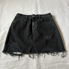 PacSun Size 24 Skirt Y2K Denim Destroyed Frayed Super Mini Jean