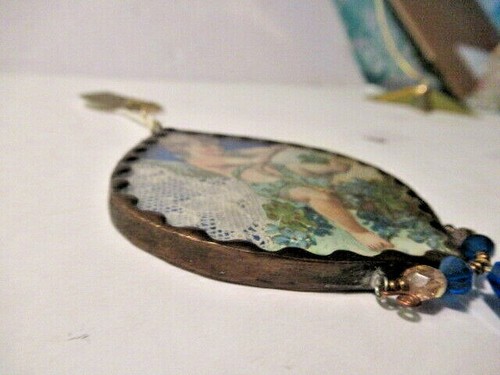 Vintage 1992 Bergdorf Goodman CHERUB w/ROPE stain glass made USA ornaments/decor - Picture 9 of 9