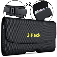 2 Pack XL NYLON Cell Phone Belt Holder Holster Case W/Clip  Pouch For iPhone