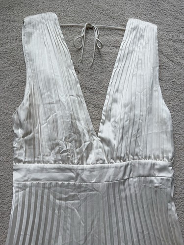 Abercrombie & Fitch The Giselle tuta plissettata A&F raso gamba larga avorio grande - Foto 2 di 14