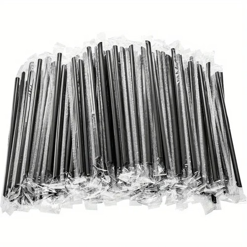 Plastic Wrapped Flexible Straws Bendy Black Colourful Clear Recyclable Drinking - Picture 11 of 18