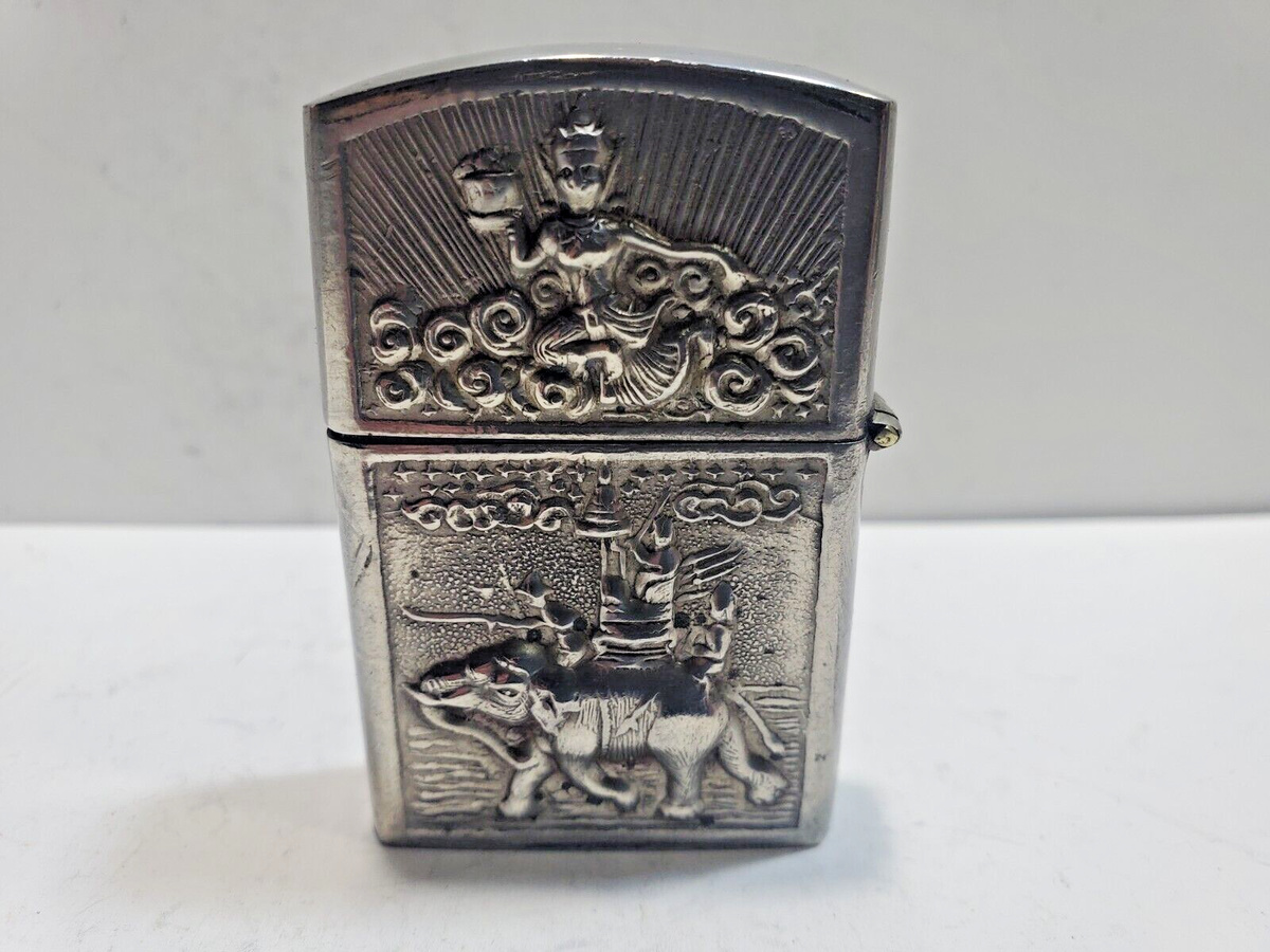 Working Vintage Sterling Silver Siam Lighter, Zippo Insert Working Vintage Sterling Silver Siam Lighter, Zippo Insert