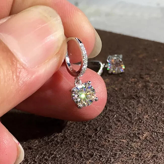 2.50Ct Round Cut Lab Created Diamond Drop/Dangle 14K White Gold Finish Earrings