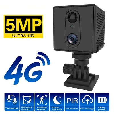 5MP 4G SIM Card Mini Camera Built-in Battery WiFi IP CCTV Home Security Camera