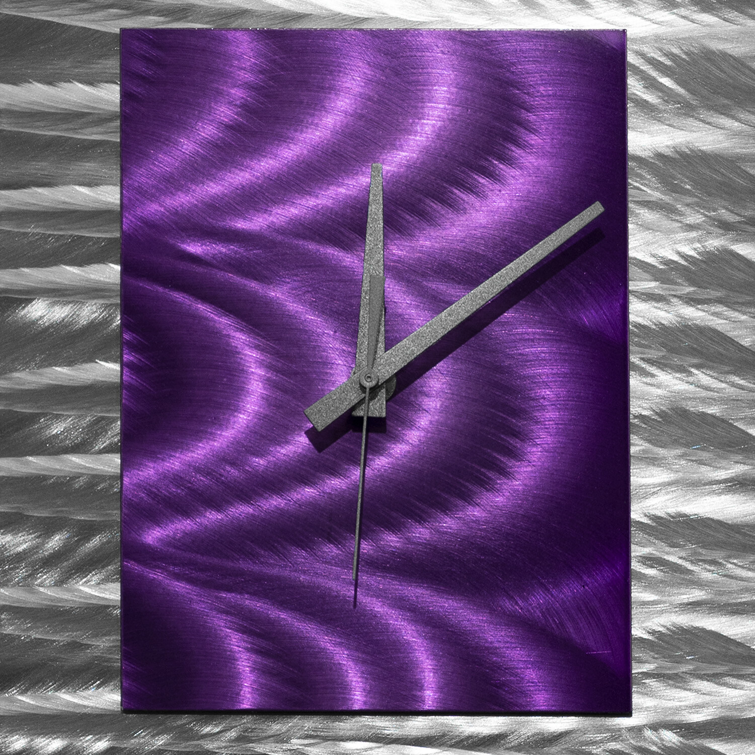 Metal Wall Art Clock Purple & Silver Modern Wall Clock Decor Jon