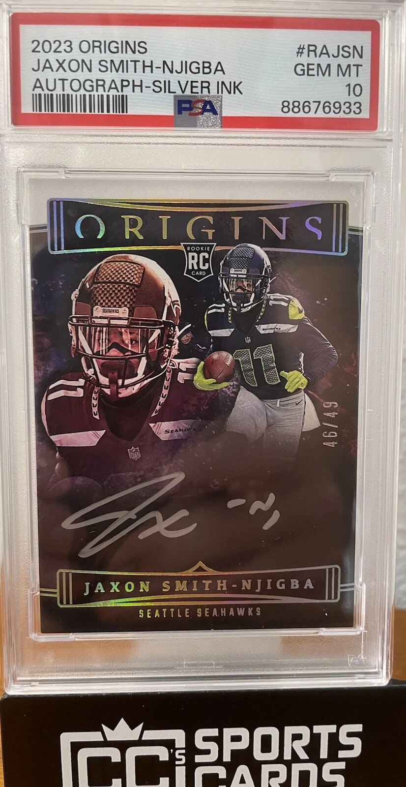 Jaxon Smith-Njigba Panini Origins Origins Autographs #RAJSN Silver Ink