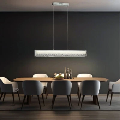 Pendellampe Hängeleuchte Höhenverstellbar LED 20W Kristalle Chrom Glas L 78 cm - Bild 1 von 4