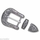 1" Floral Buckle Set (Antique Silver Plate) - Tandy Leather #1872-03