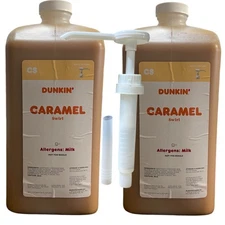 Dunkin Caramel Swirl 2 Jug, 64 FL OZ / 1.89 L Per Jug With 1 Pump. Free Shipping